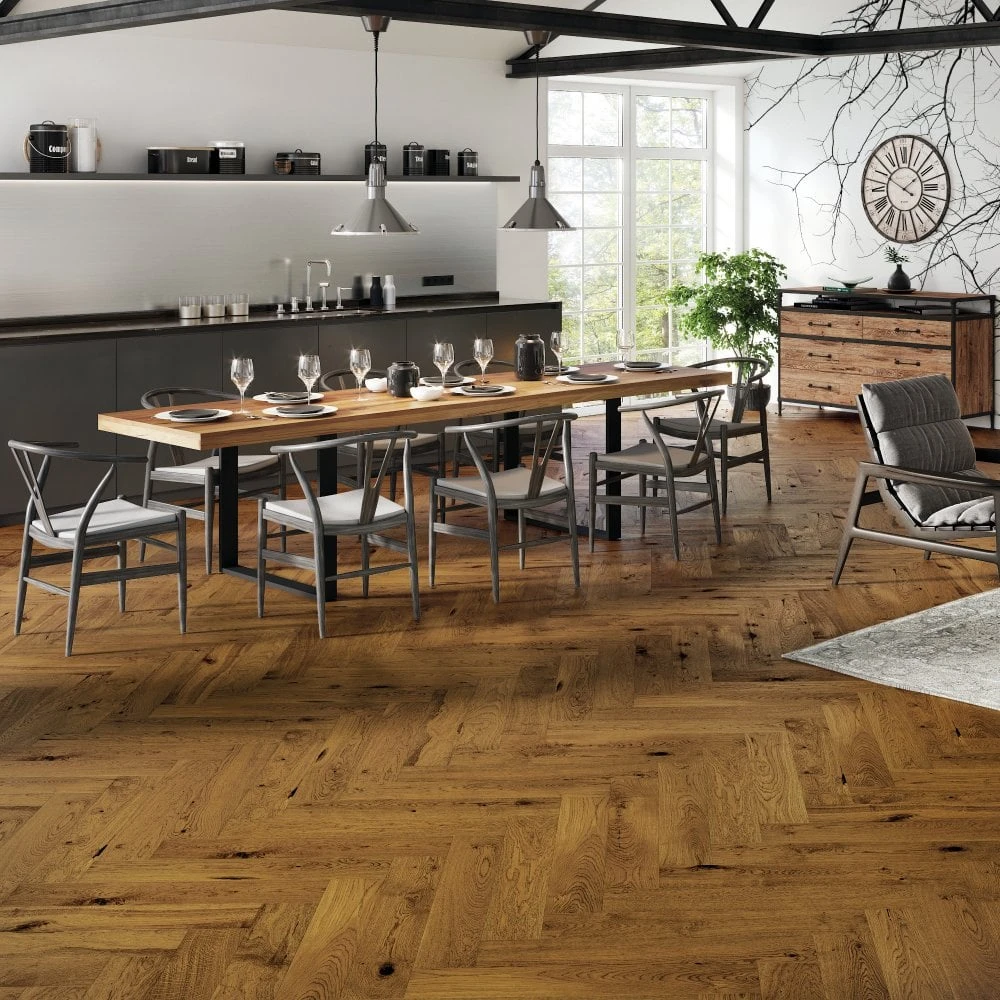Liberty Floors Bourbon Oak - Manor Herringbone Parquet 14mm Engineered Real Wood Flooring (284293) 3 Liberty Floors Bourbon Oak - Manor Herringbone Parquet 14mm Engineered Real Wood Flooring (284293)