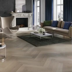 Liberty Floors Grey Mist Oak - Manor Herringbone Parquet 14mm Engineered Real Wood Flooring (249870) -Floor Shop grey mist oak manor herringbone parquet 14mm engineered real wood flooring 249870 p108537 235981 image