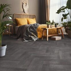 Liberty Floors Shadow Grey Bamboo - Herringbone Parquet 10mm Solid Real Wood Flooring (249974) -Floor Shop shadow grey bamboo herringbone parquet 10mm solid real wood flooring 249974 p108632 236320 image